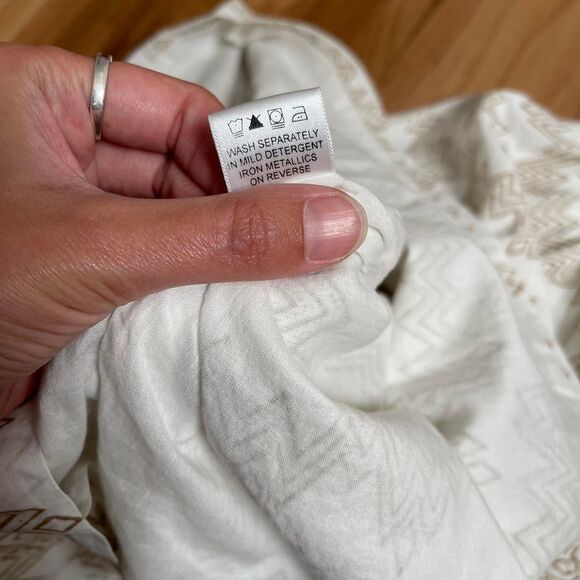 White & Gold Cotton Cottagecore Boho Glam Coastal Granddaughter Skirt Size S - Picture 8 of 8